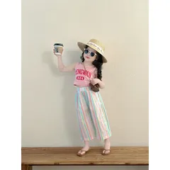 Quần áo bé gái, set bộ áo croptop MENGWAN phối quần suông kẻ cho bé 10-22kgoò