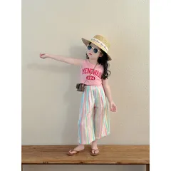 Quần áo bé gái, set bộ áo croptop MENGWAN phối quần suông kẻ cho bé 10-22kgoò