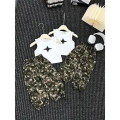 Quần áo bé gái, set bộ áo sát nách kèm quần hiphop rằn ri cá tính cho bé 10-30kg