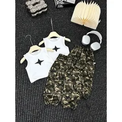 Quần áo bé gái, set bộ áo sát nách kèm quần hiphop rằn ri cá tính cho bé 10-30kg
