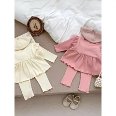 Bộ thu đông bé gái, set bộ tăm lạnh áo dáng baby doll bèo vai kèm quần cho bé