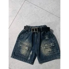Quần đùi bé trai, quần Short ngố Jean 2 túi gối cho bé 10-30kg