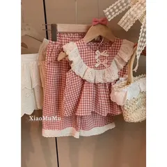 Quần áo bé gái, set đồ bộ kẻ áo sát nách cổ ren phối quần ống suông size 10-22kg