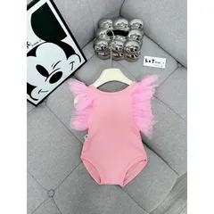 Đồ bơi bé gái, bikini liền thân tay bèo voan lưới cho bé 10-22kg