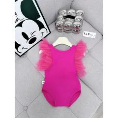 Đồ bơi bé gái, bikini liền thân tay bèo voan lưới cho bé 10-22kg