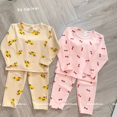 Quần áo thu đông cho bé, set bộ quần áo dài tay chất zip họa tiết ô tô và nơ cho bé trai, bé gái từ 8-20kg