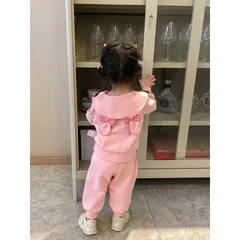 Quần áo thu đông bé gái, set bộ quần áo chất nỉ 2 da cổ sen cho bé 8-22kg