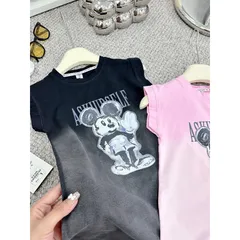 Váy bé gái, váy cotton loang dáng suông họa tiết Mickey cho bé 10-30kg