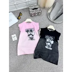 Váy bé gái, váy cotton loang dáng suông họa tiết Mickey cho bé 10-30kg