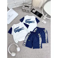 Quần áo bé trai, set bộ quần áo cộc tay chất cotton họa tiết cá sấu cho bé 10-30kg