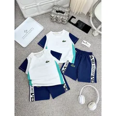 Quần áo bé trai, set bộ quần áo cộc tay chất cotton họa tiết cá sấu cho bé 10-30kg