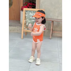 Đồ bơi cho bé, set 3ct Bikini 3 sọc kèm mũ nửa đầu cho bé gái 10-30kg