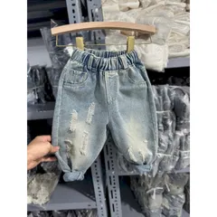 Quần dài bé trai, quần Jean đang baggy cào rách Mẫu Mới sành điệu cho bé 10-30kg