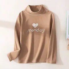 Áo giữ nhiệt cho bé, áo giữ nhiệt cổ 3 phân chất nỉ họa tiết MONDAY cho bé trai, bé gái size 6-18kg