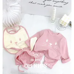 Quần áo thu đông bé gái, set 4ct: quần áo, mũi và yếm chất zip tai thỏ siêu đẹp bé 6-15kg