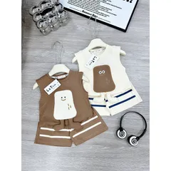 Quần áo bé trai, set bộ sát nách chất cotton thêu đắp hình cho bé 10-28kg