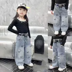Quần Jean bé gái, quần jean dáng suông thêu nơ to cho bé từ 15-42kg