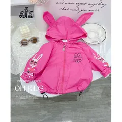 Áo khoác cho bé, áo khoác gió 2 lớp tai thỏ cho bé 10-25kg