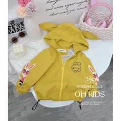 Áo khoác cho bé, áo khoác gió 2 lớp tai thỏ cho bé 10-25kg