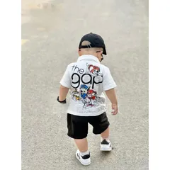 Quần áo bé trai, set bộ cộc tay chất cotton áo có cổ họa tiết chú chó Cứu hộ phối quần short kaki mềm cho bé 10-30kg