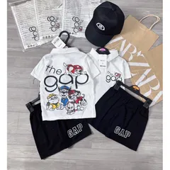 Quần áo bé trai, set bộ cộc tay chất cotton áo có cổ họa tiết chú chó Cứu hộ phối quần short kaki mềm cho bé 10-30kg