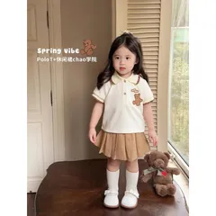 Đồng phục học sinh, váy đồng phục thêu gấu nâu cho bé 10-30kg