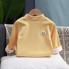Áo giữ nhiệt cho bé, Áo nỉ lót lông giữ nhiệt bé trai kẻ ngang thời trang Quảng Châu size 7-17kg