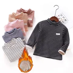 Áo giữ nhiệt cho bé, Áo nỉ lót lông giữ nhiệt bé trai kẻ ngang thời trang Quảng Châu size 7-17kg