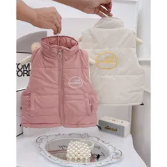 Áo khoác cho bé, áo phao gile trần bông kéo khoá cổ trụ thêu chữ LDYR cho bé trai và bé gái từ 8-30kg