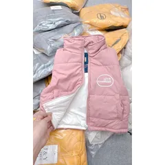 Áo khoác cho bé, áo phao gile trần bông kéo khoá cổ trụ thêu chữ LDYR cho bé trai và bé gái từ 8-30kg