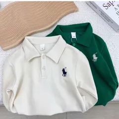 Đồ thu đông bé trai, áo polo dài tay chất da cá thêu họa tiết ngựa cho bé 10-30kg