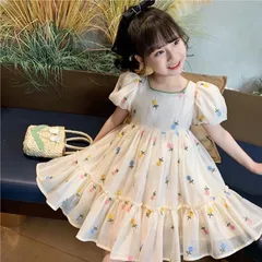 Váy bé gái, váy tơ hoa công chúa nơ xanh cho bé 10-22kg