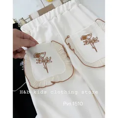 Quần thu đông bé gái, quần nhung ống rộng 2 màu cho bé 8-24kg