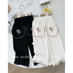 Quần thu đông bé gái, quần nhung ống rộng 2 màu cho bé 8-24kg