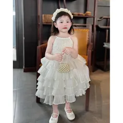 Váy bé gái, váy 2 dây ren lông nhiều tầng đi tiệc cho bé 10-22kg