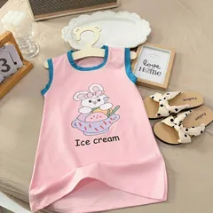 Váy bé gái, váy cotton dáng suông in hình dễ thương cho bé 8-20kg