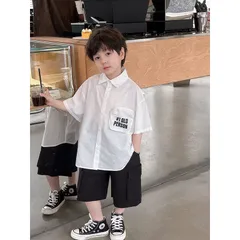 Quần áo bé trai, set bộ áo sơ mi cách điệu phối quần kaki ngố cho bé 10-30kg