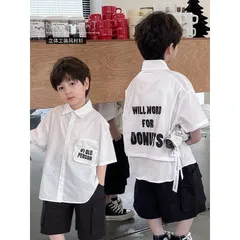 Quần áo bé trai, set bộ áo sơ mi cách điệu phối quần kaki ngố cho bé 10-30kg