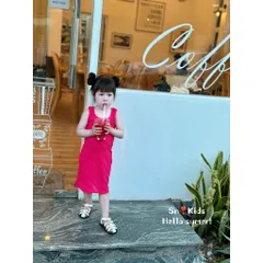 Đồ đôi mẹ và bé, váy thun chéo sát nách dáng dài cho mẹ và bé có lớp lót lụa xịn xò