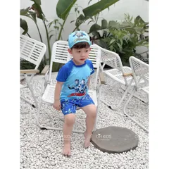 Đồ bơi bé trai, set đồ bơi chất thun họa tiết siêu nhân cho bé