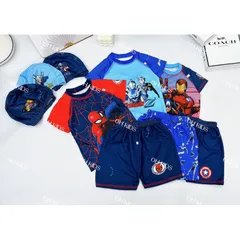 Đồ bơi bé trai, set đồ bơi chất thun họa tiết siêu nhân cho bé