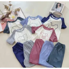 Quần áo trẻ em, set bộ tăm lạnh mặt thú mềm mát cho bé 6-18kg