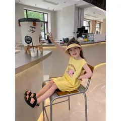 Váy bé gái, váy cotton sát nách dáng suông xẻ lưng điệu đà cho bé 10-20kg