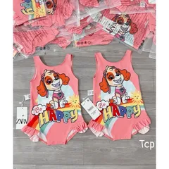 Đồ bơi bé gái, bikini liền thân họa tiết chú chó Happy cho bé 10-20kg