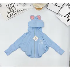 Áo chống nắng cho bé, áo choàng nắng tai thỏ chất thông hơi kim cương cho bé 8-25kg