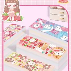 Set 20 tấm sticker lấp lánh gấu thỏ cute, sticker dán trang trí chống nước nhiều mẫu dễ thương