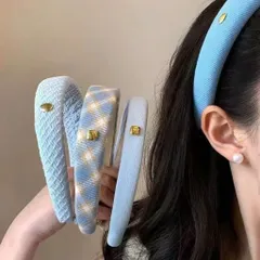 Bờm bản to xanh baby blue phong cách Hàn Quốc thời trang nữ tính