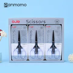Kéo Văn Phòng Oule Tay Cầm Trong Suốt Lưỡi Thép Mạ Titan Đen Chống Gỉ Chống Dính 120mm Mini Cute Tiện Lợi