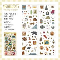 Set 4 Tấm Sticker Trong Suốt Cắt Bế Sẵn Trang Trí Sổ Tay, Bullet Journal, Scrapbook Style Vintage Cute (Gift in the Dalm