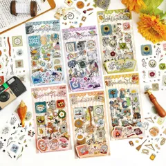 Set 4 Tấm Sticker Trong Suốt Cắt Bế Sẵn Trang Trí Sổ Tay, Bullet Journal, Scrapbook Style Vintage Cute (Gift in the Dalm